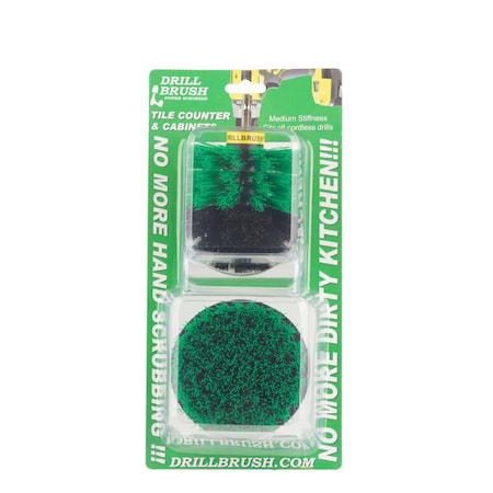 Drill Brush Power Scrubber By Useful Products 5 in W 5 in L Brush, Green G-S-4O-QC-DB
